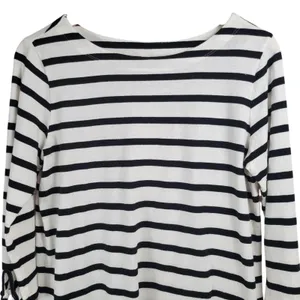 Old Navy Women's Black White‎ Striped Boat Neck Tie Sleeve Shirt Size M Cotton thumbnail 5