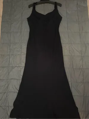 Vintage black maxi dress with silver details #goth #party #eveningwear thumbnail 1