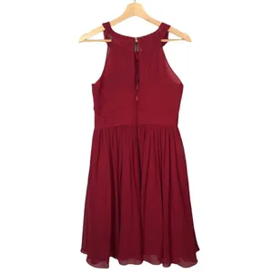 Azazie Red Short Bridesmaids Chiffon Skirt‎ High Halter Neck Dress 6 thumbnail 2