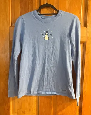 Life is good women’s crushes snowman long sleeve shirt size xsmall. thumbnail 1