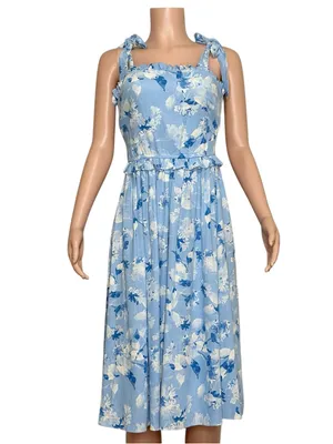 MISA LOS ANGELES Primrose Midi Dress, Blue Washed Wildflower, Small thumbnail 5