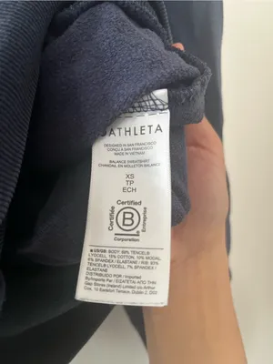 Athleta Navy Blue Zip Up Hoodie Sweatshirt XS Model Off Duty Athleisure Lounge thumbnail 5