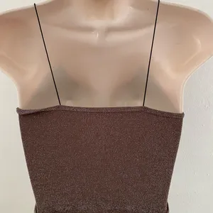 Free People Chocolate Brown shimmer Knit Top thumbnail 3