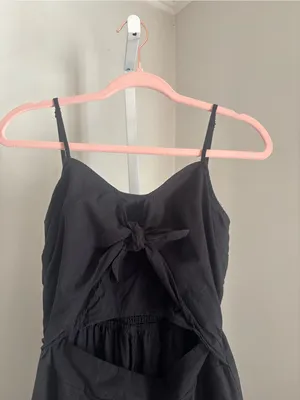 Avalebeti Black Wide-Leg Crop Jumpsuit Romper with Bow Front and Cut Out Size M thumbnail 5
