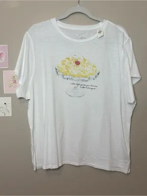 Aerie soft cotton white tee flowy plus size Xxl 2X casual beach graphic yellow thumbnail 3