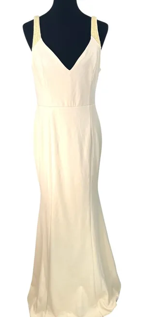 LULU's | XL | Infinite Glory Maxi Dress Beaded Butter Yellow Long Formal V Neck thumbnail 1
