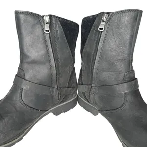 Teva 9.5 De La Vina Dos Black Leather Suede Waterproof Zip Up Buckle Boots‎ thumbnail 8