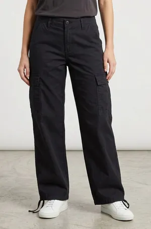 Levis 94 Baggy Cargo Pants Womens 27 Black Wide Leg Skater Paratrooper thumbnail 1