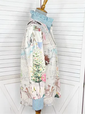 Cherry Betty Christmas Print Ruffle Collar Blouse Cream Pastel Small Cottagecore thumbnail 3