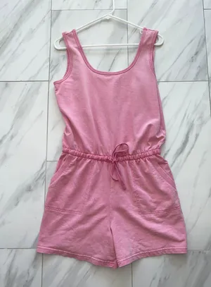 Pink Cotton Lounge Romper thumbnail 1