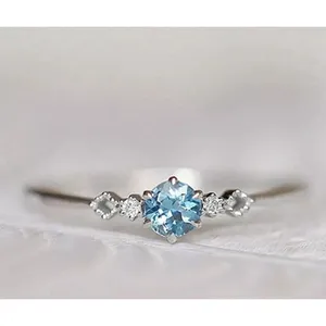 Boutique NEW Dainty Women's Topaz Diamond Simulant‎ S925 Ring Size 6 thumbnail 3