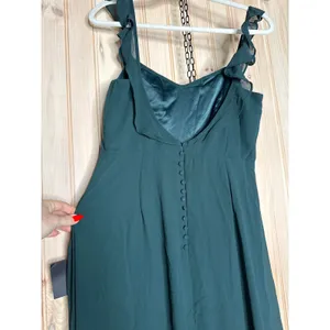 NWT Lulus Dreamy Admiration Emerald Green Ruffled Maxi Dress Bridesmaid Size L thumbnail 6