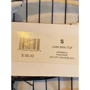 WeWoreWhat Off White Black Pinstripe Cami Bra Top Sports Bra Women's Size S NWT thumbnail 4