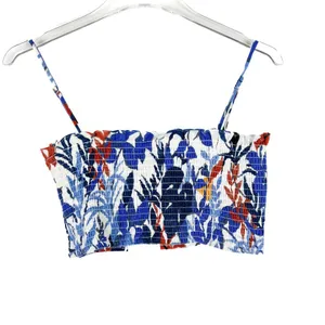 NWT Anthropologie O.P.T. Floral Smocked Linen Blend Crop Top Size Small S NEW thumbnail 7