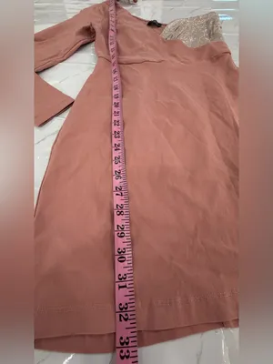 One-Shoulder Dusty Rose Mini Dress with Silver Sequin Bodice thumbnail 4