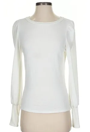Women’s Alya Elegant White Puff Sleeve Fitted Top Super Soft‎ Size XS thumbnail 1