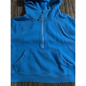 Lululemon Scuba Oversized Half Zip Hoodie Poolside Blue Light Cotton Terry M/L thumbnail 4