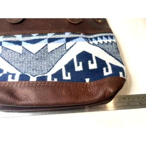 Hawks & Doves Loretta Top Handle Shoulder Purse Blue Bag Pendleton wool panel thumbnail 11