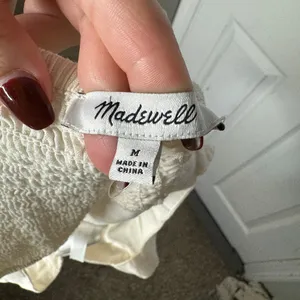 MADEWELL Abbie‎ Cream Crop Top Linen Viscose Blend Stretchy Back Size Medium thumbnail 6