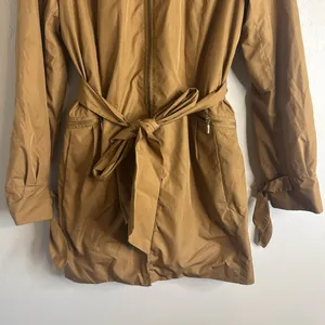 Cole Haan Women's Tan Trench Rain Coat Classic Hooded Medium thumbnail 3