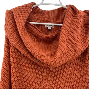 Umgee M cowl neck burnt orange knit sweater fall autumn casual office winter thumbnail 2