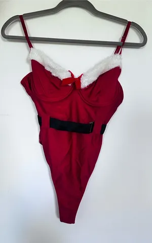 RSLove Red & White Sexy Santa Mrs.Klaus Bodysuit Size Medium thumbnail 1