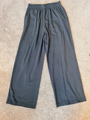 Skims cotton jersey wide leg pants woman's size small relaxed fit in soot NWT thumbnail 4