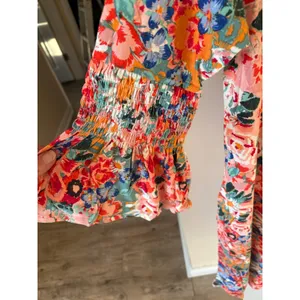 Agnes & Dora Walker Dress Bloom Allover Print Floral Smocked Sleeve Pink Medium thumbnail 4