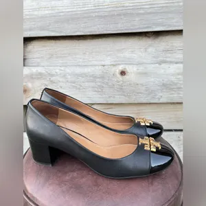 Tory Burch Black Flats with Gold Emblem thumbnail 3