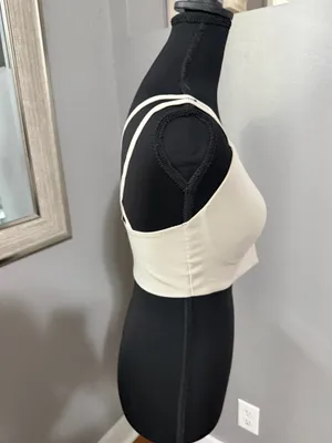 OFFLINE Aerie Real Me Hold Up Strappy Athletic Performance Sports Bra Silver MDD thumbnail 6