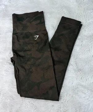Gymshark Camo Seamless Leggings XS Olive Black High Rise Workout Activewear thumbnail 1
