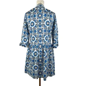 Tuckernuck X-SMALL Golden Medallion Crawford Dress Blue White Ruffle Mini thumbnail 4
