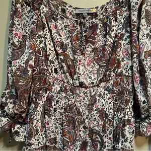 Figueroa & Flower Women's Size Large Midi Dress Boho Paisley Floral Off Shoulder thumbnail 5