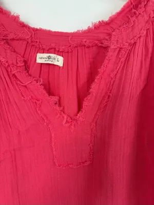 Natural Life pink cotton gauze peasant boho blouse 3/4 sleeve size L thumbnail 7