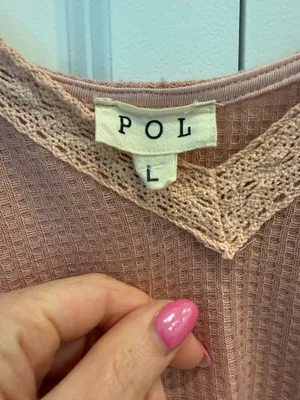 POL Pink Lace Trim Babydoll Cami Tank Top thumbnail 3