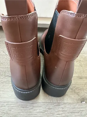 Coach Brown Leather Chelsea Booties with Black Elastic Panels thumbnail 3