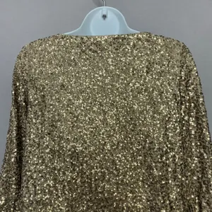 J. Crew Sequin Shirt Boat Neck 3/4 Sleeves Size XS Women Gold Christmas Top thumbnail 7