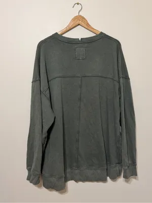 Aerie The Chill Crew Sweatshirt Size Large Green Pullover Sweater Oversized thumbnail 7