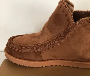 Pacific&Co PORTLAND BOOT COMPANY Size 10 Chestnut Womens Shearling Booties Faux Suede New thumbnail 2