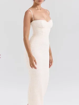 House of CB Elinor Cream Tea Frill Lace Corset Lace Up Style Midi Dress Size: XS thumbnail 2