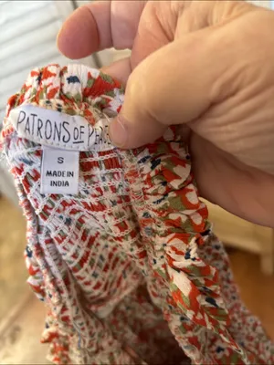 Patrons of Peace Smocked Maxi Dress in Rust & White Small thumbnail 4