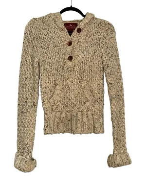 Abercrombie & Fitch Vintage Wool Blend Speckled Knit Hooded Sweater Y2K SMALL thumbnail 1