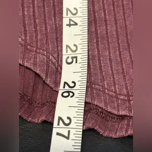 Free People Lace Keyhole Burgundy Acid Wash Ribbed Long Sleeve Top Size Large thumbnail 11