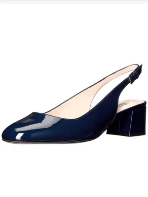 LK Bennett Navy Patent Slingback Block Heels thumbnail 9