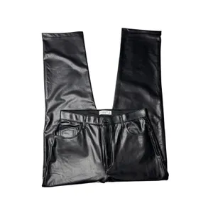 Abercrombie Curve Love 90s Straight Vegan Leather Pants High Rise Black 32 14R thumbnail 4