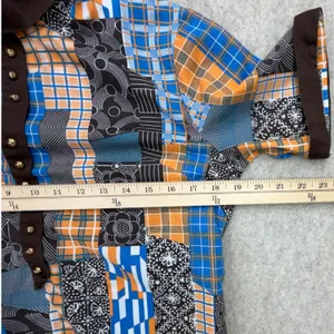 Vtg Montgomery Ward Dress Womens M Patchwork Brown Retro Mod 70s Whimsy Hippie thumbnail 8