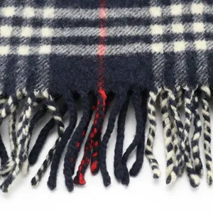 Vintage Burberry House Check Blue, Red & White Lambswool Plaid Scarf thumbnail 5