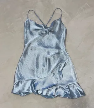 American Threads Light Blue Satin Ruffle Romper thumbnail 1