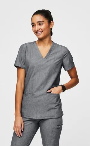 FIGS Casma Three-Pocket Scrub Top in Graphite Gray thumbnail 1