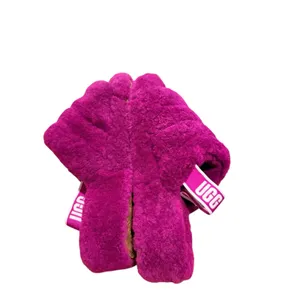 UGG Women's Fluff Yeah Fur Slide Slipper Purple with elastic logo strap Size 11 thumbnail 4